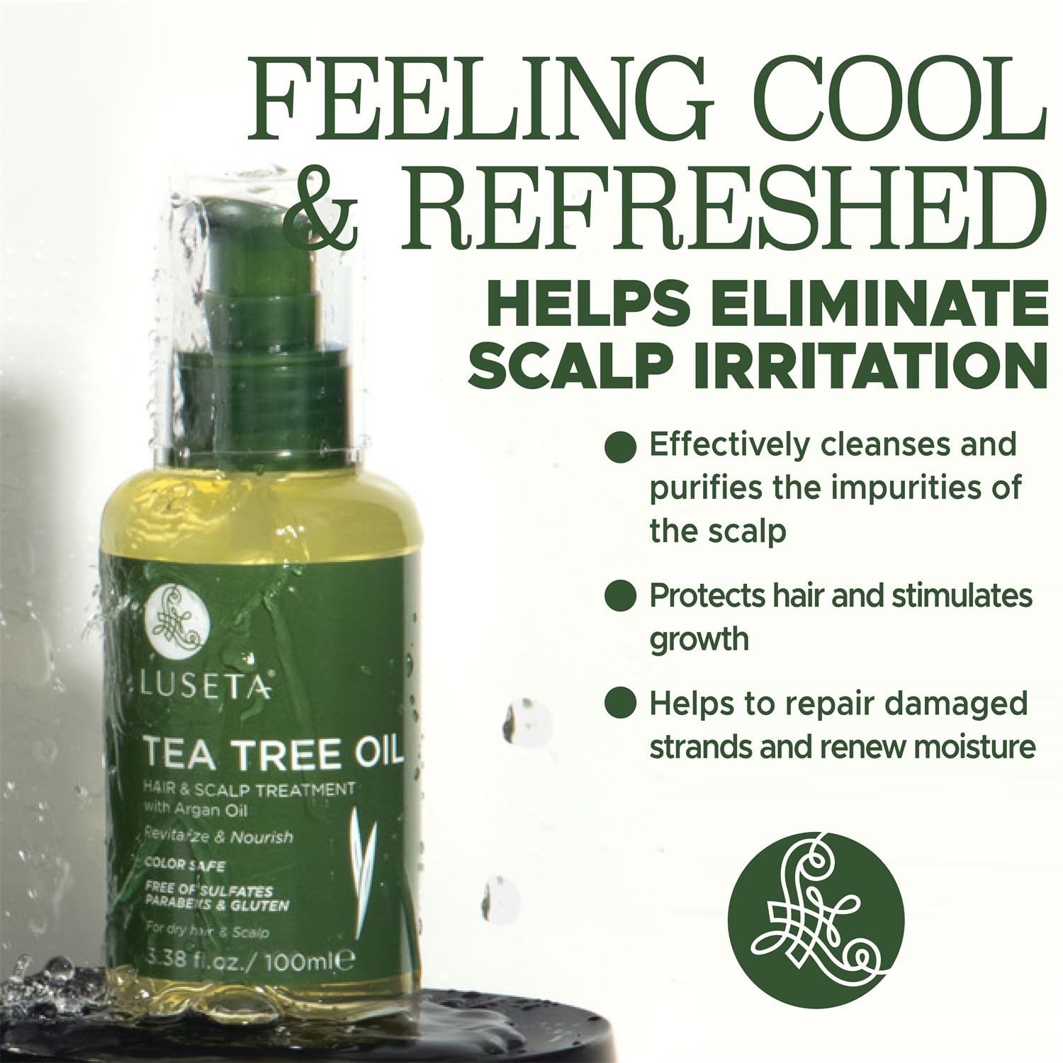 Luseta Tea Tree Oil closeup amber bottle with premium packaging