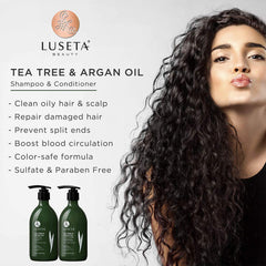 L LUSETA Tea Tree Oil Conditioner helps control dandruff and moisturize the scalp.