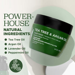 Application of Luseta Tea Tree Oil Hair Mask on damp hair for quick treatment
