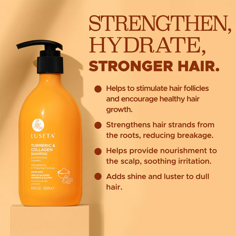 Luseta Turmeric & Collagen shampoo lather ready to cleanse the scalp.