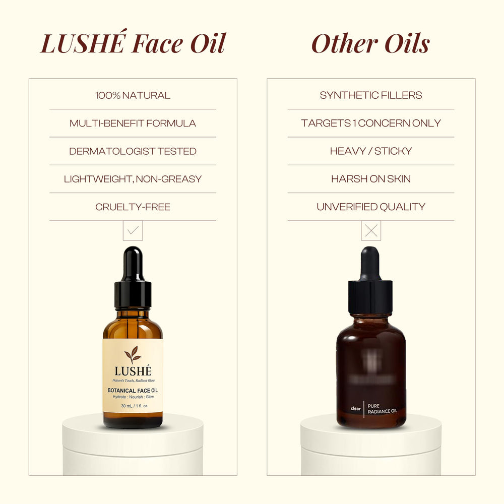 LusheCare Vitamin E Face Oil after shower use for smooth skin.