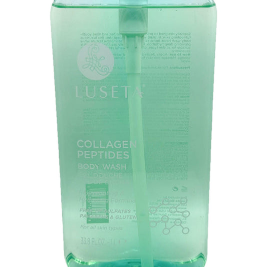 Luseta Collagen Peptides Body Wash gel-to-foam lather delivering soft, refreshed skin.