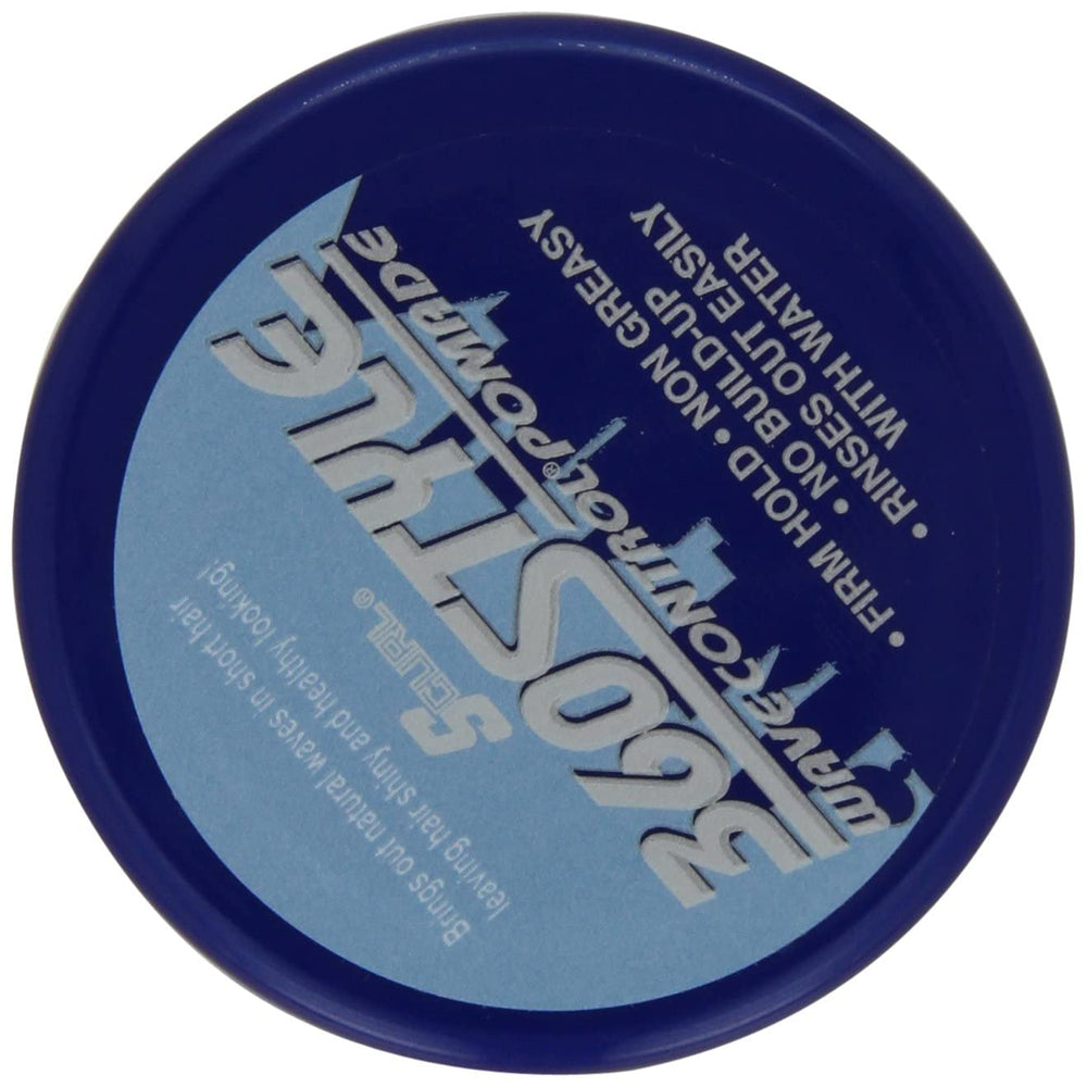 Luster's S-Curl 360 Wave Control Pomade with brand-new packaging variation.