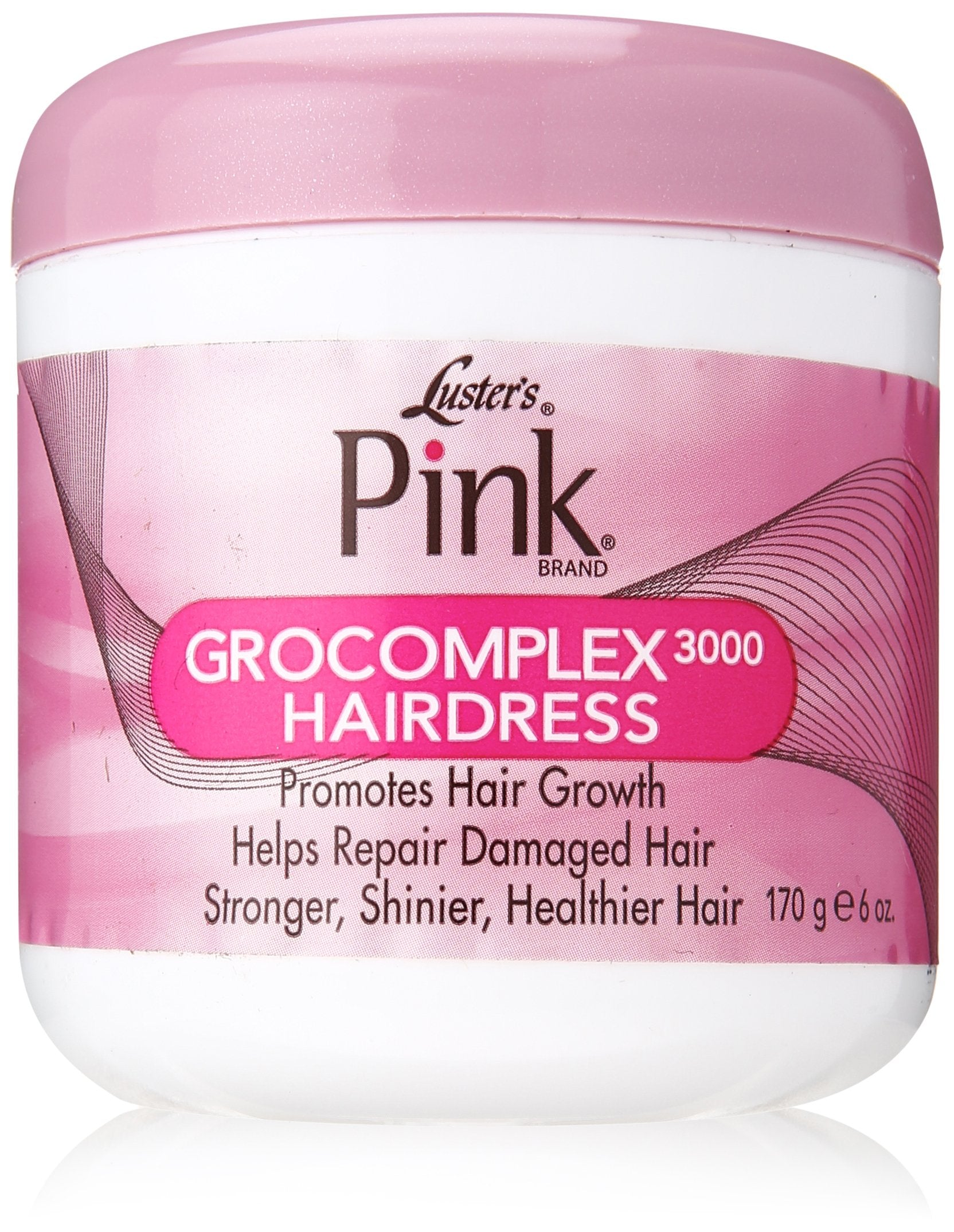 Luster's Scurl Pink Gro Complex bottle shown, delivering lightweight moisture for daily styling.