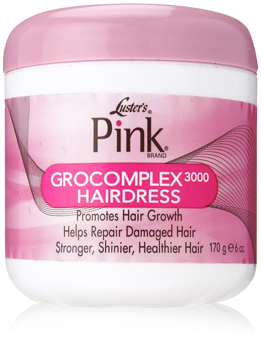 Luster's Scurl Pink Gro Complex bottle shown, delivering lightweight moisture for daily styling.