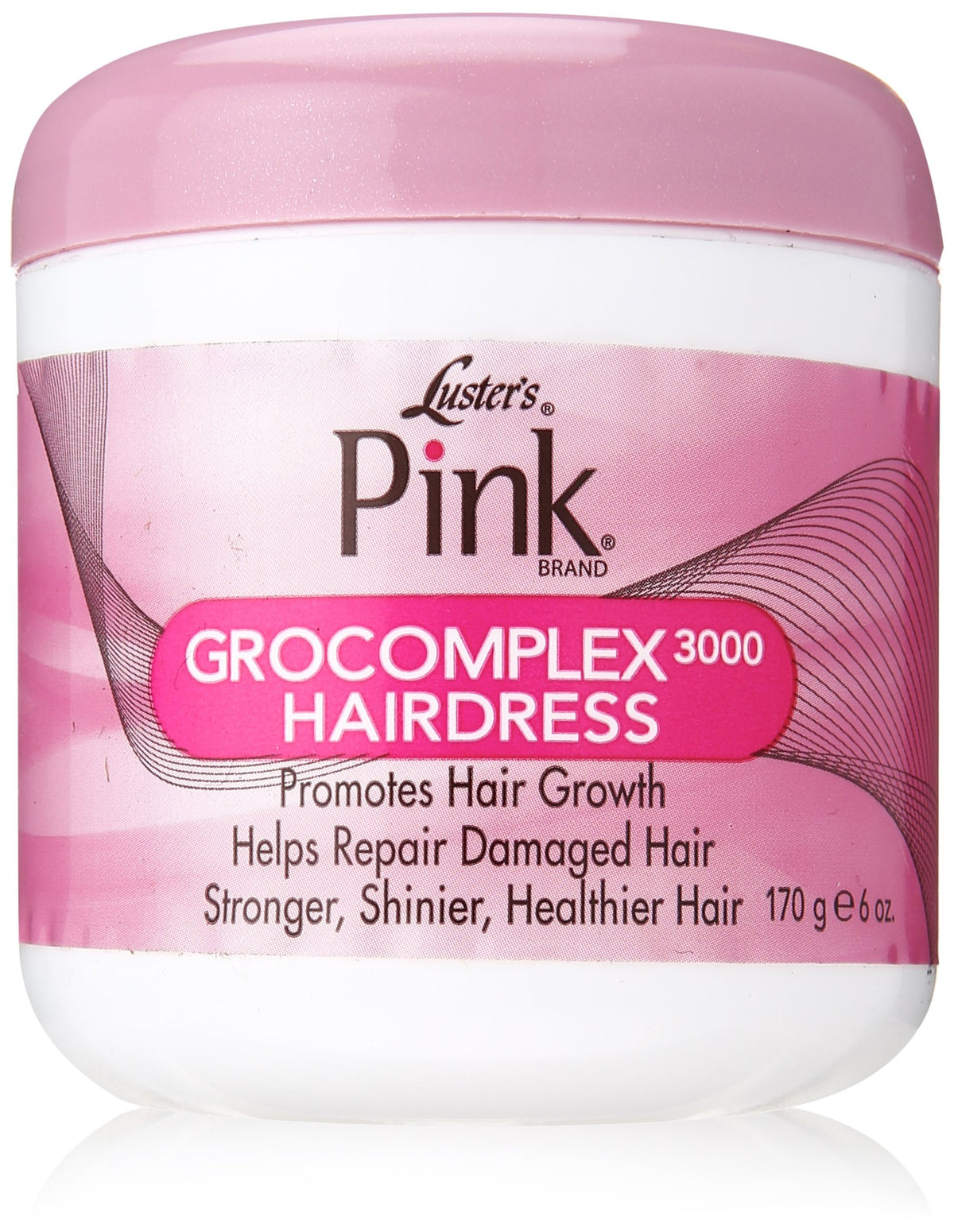 Luster's Scurl Pink Gro Complex bottle shown, delivering lightweight moisture for daily styling.