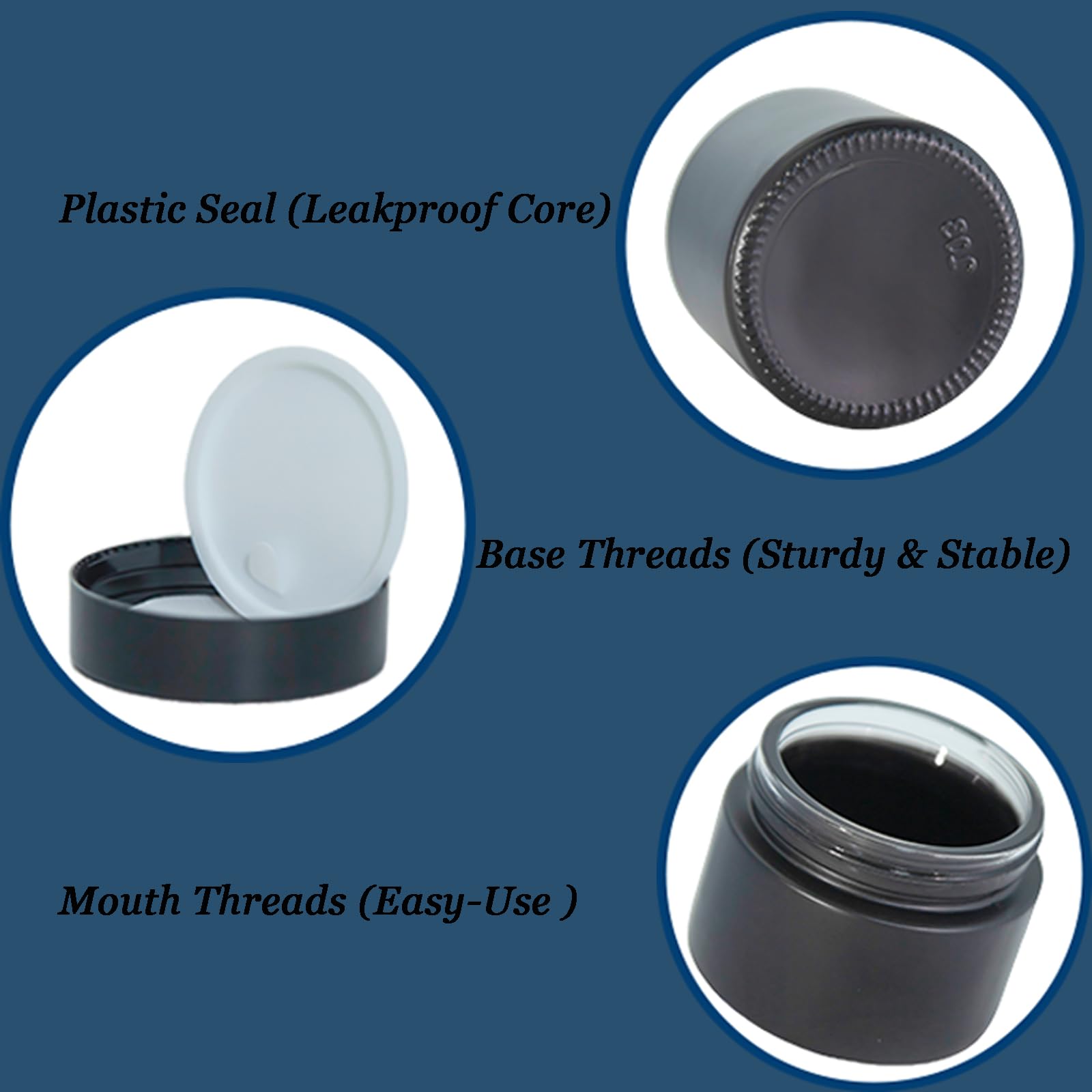 Lustervial leakproof lid with compression liner keeps products secure