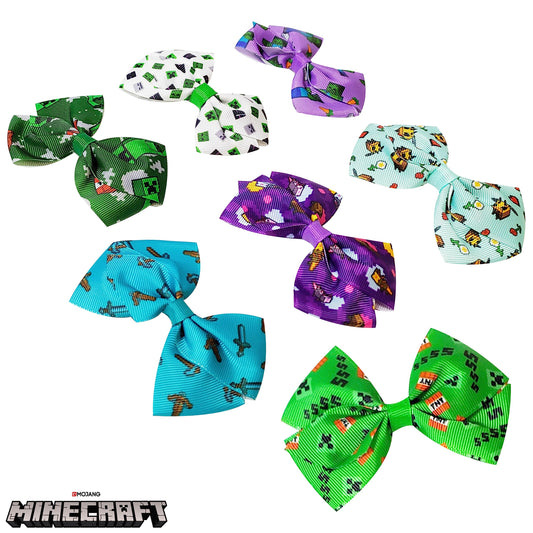 LUV HER Minecraft kids hair bows back view showing secure clips