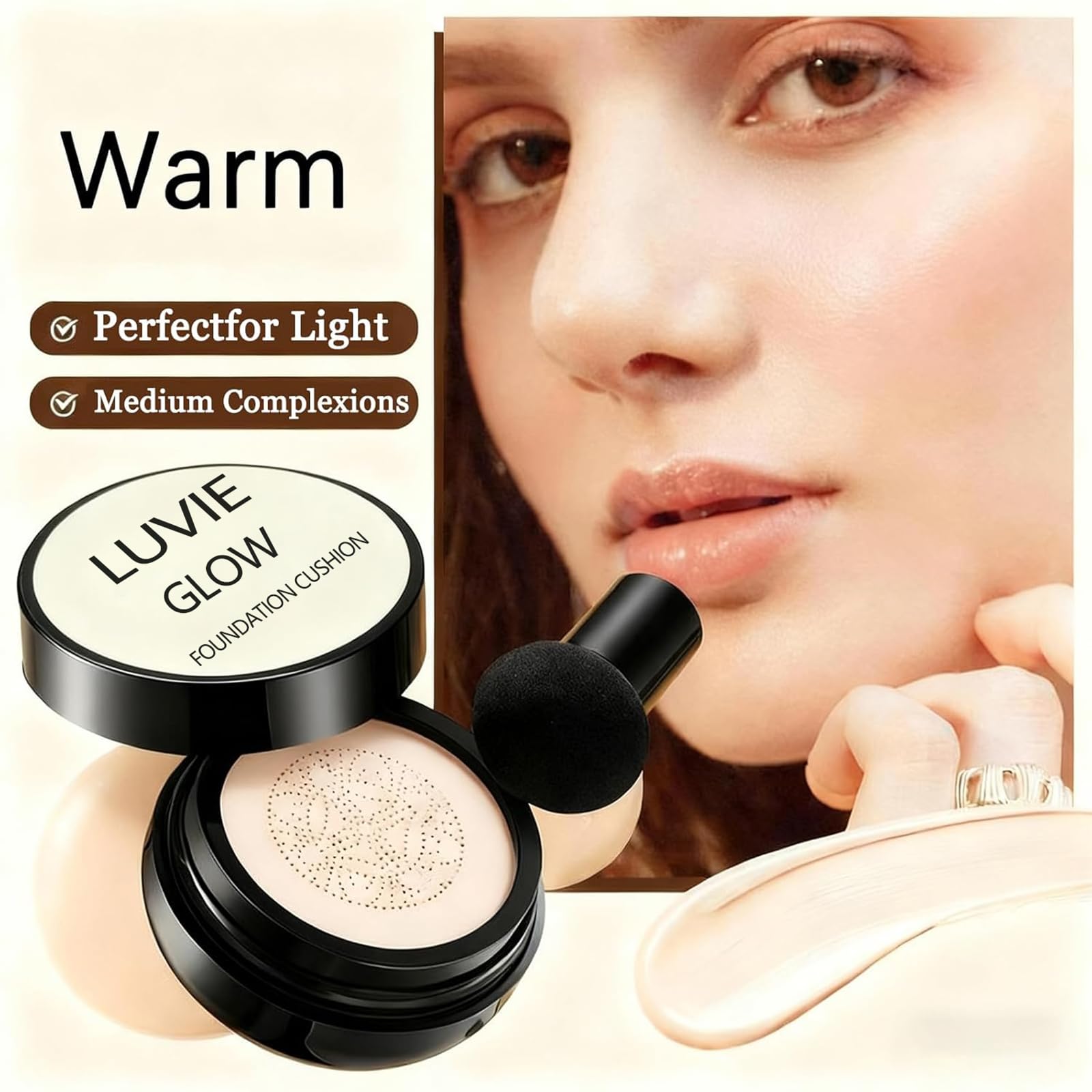 Luvie Glow warm-tone shade blending smoothly with medium skin