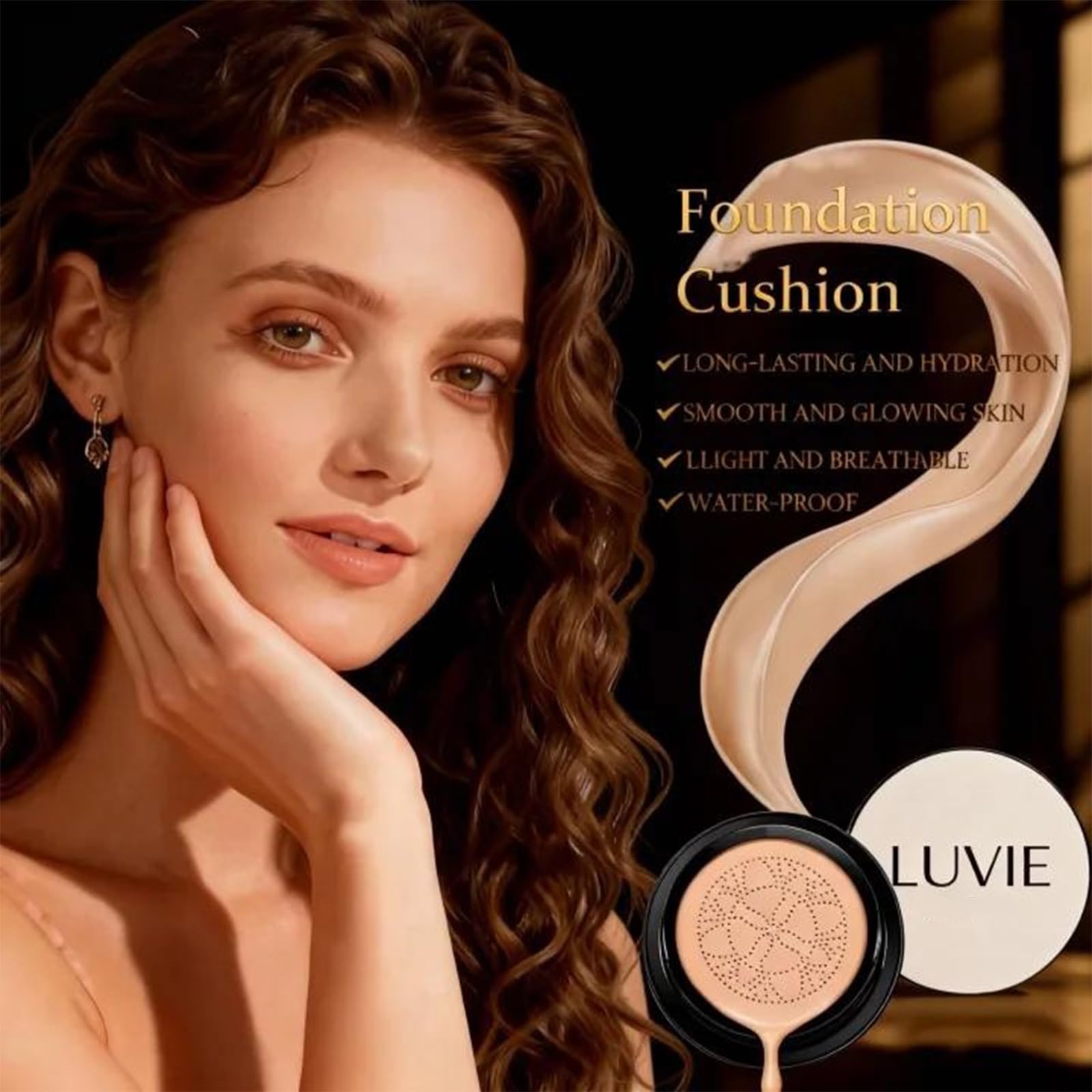Luvie Foundation Cushion Ivory White cushion puff demonstrates easy control during application.