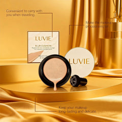 Luvie Foundation Cushion skin swatch reveals smooth, even blend.