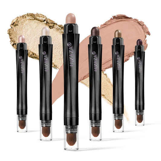 LUXAZA six-piece cream eyeshadow set packaging close-up showing premium design for easy application