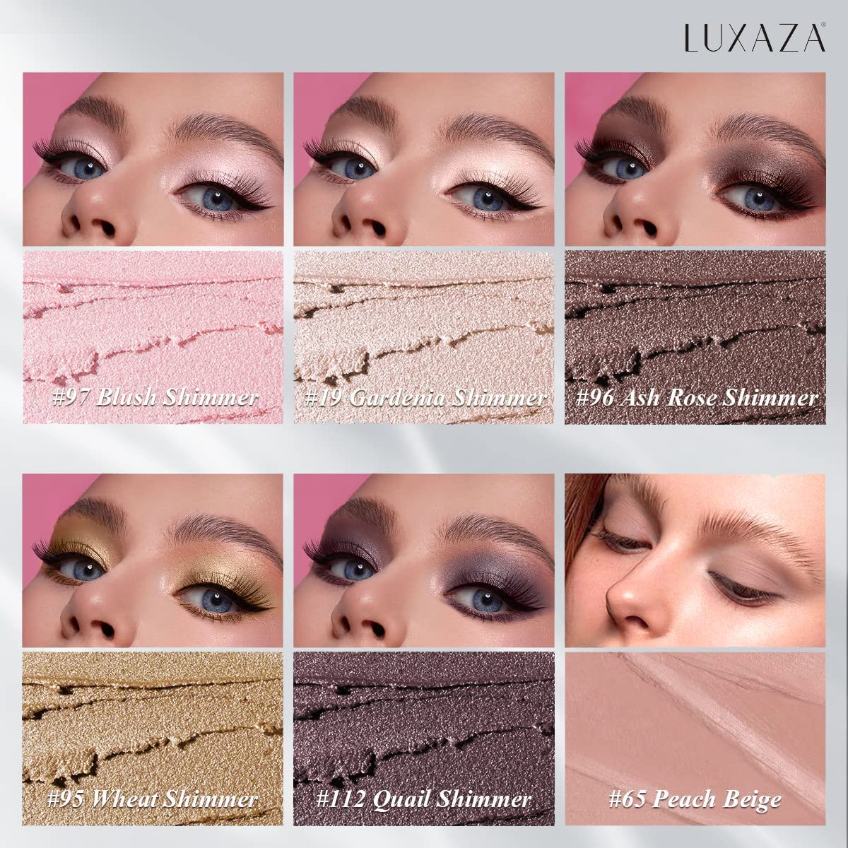 LUXAZA blending brush attached demonstrates easy smudge-proof finish on the go