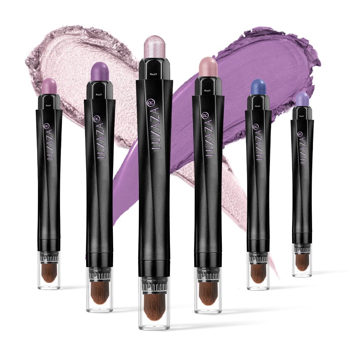 LUXAZA 6PCS cream eyeshadow sticks set in sleek packaging for on-the-go makeup