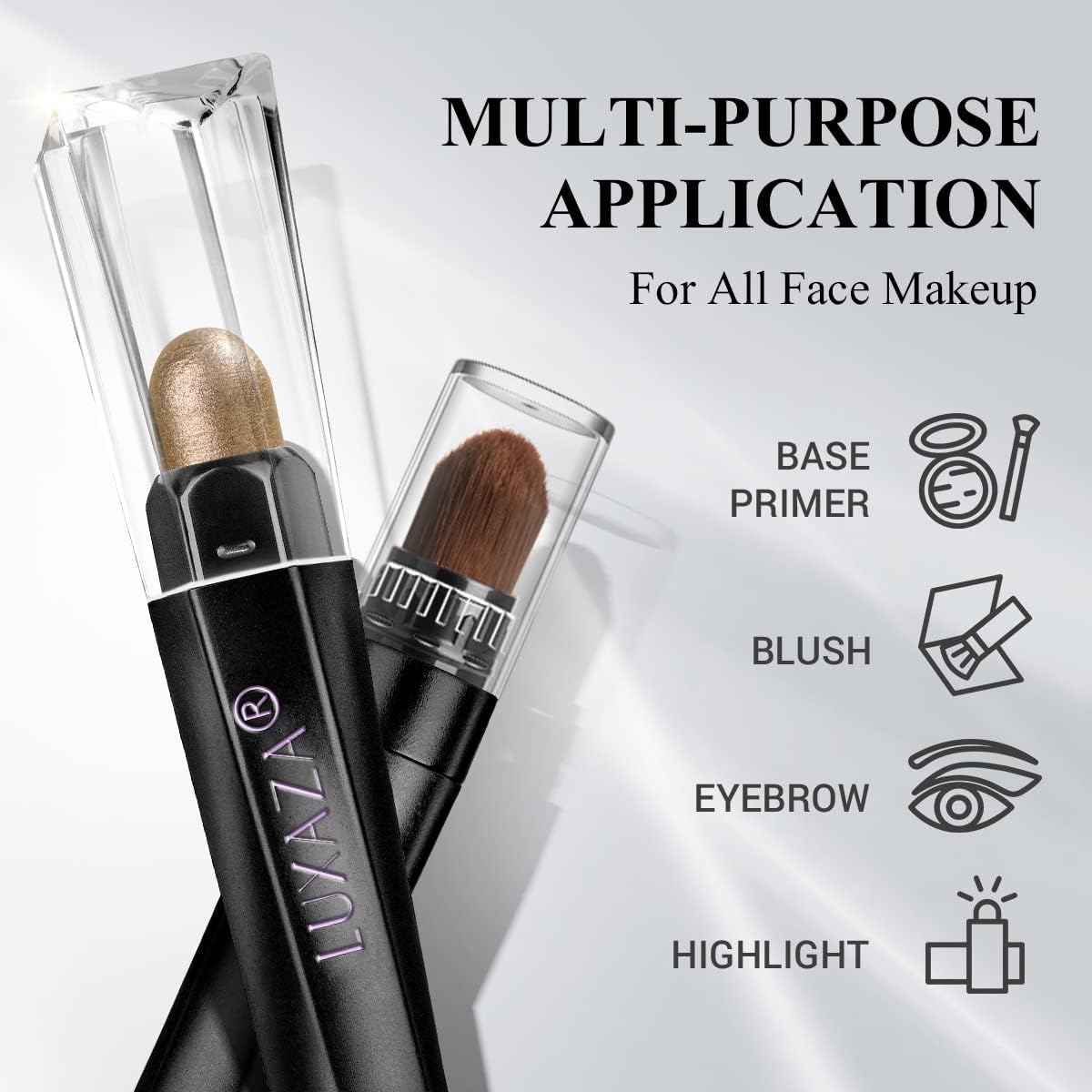 LUXAZA set offers metallic shimmer and matte options for expressive eye looks.
