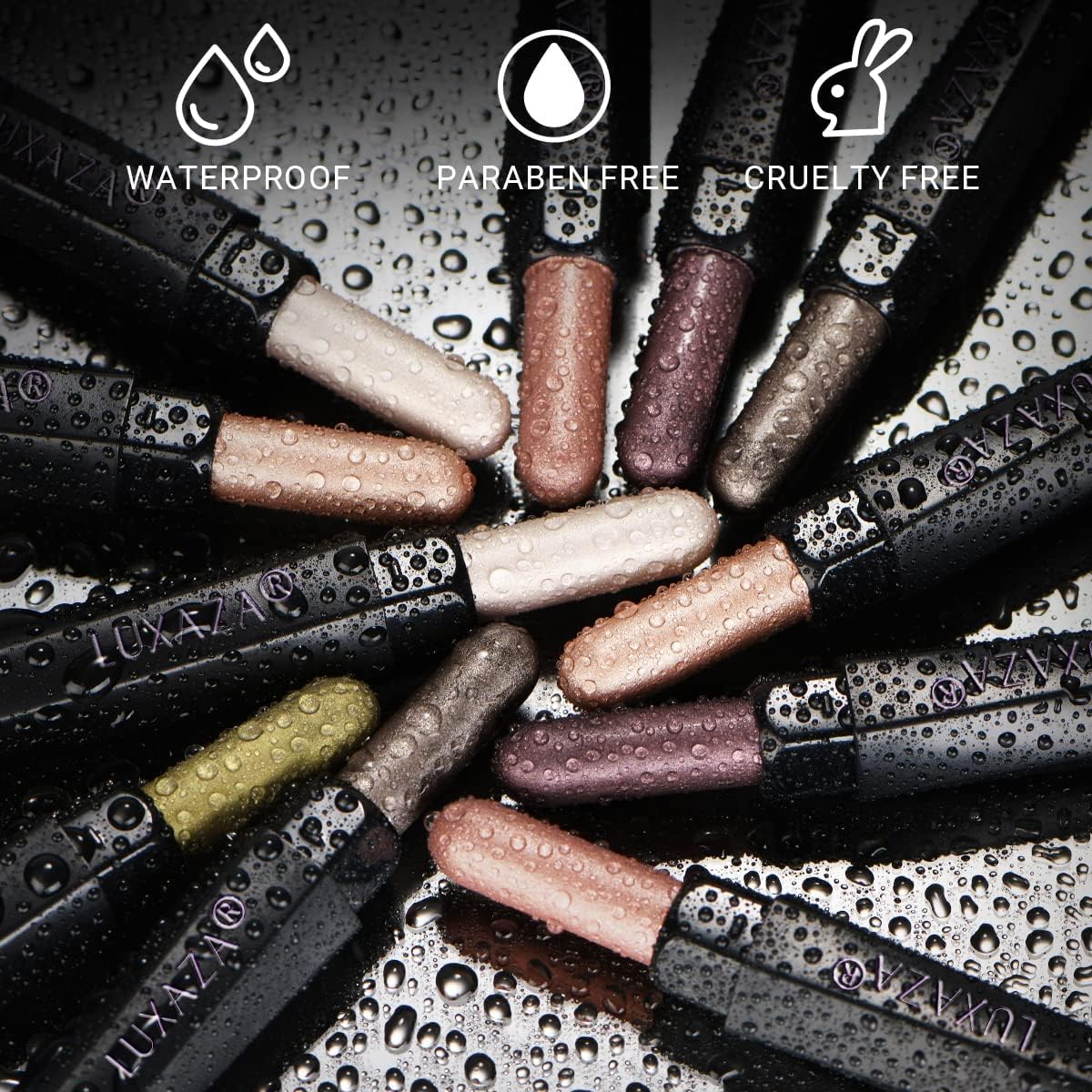 LUXAZA Champagne Pink Eyeshadow Stick creamy texture glides on effortlessly.