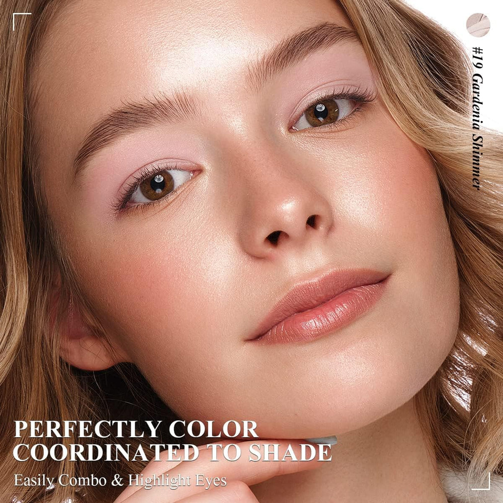LUXAZA Champagne Pink Eyeshadow Stick with hexagonal tube for a comfortable grip.