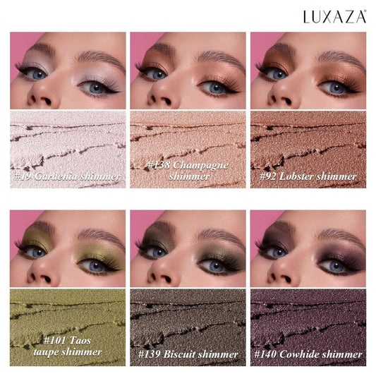 LUXAZA Champagne Pink Eyeshadow Stick swatches showcase rich pigment and silky smooth application.