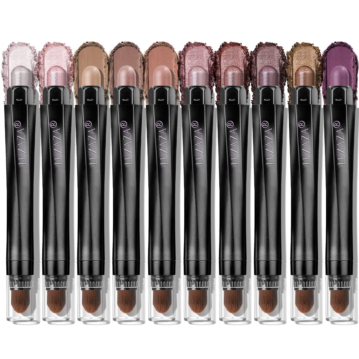LUXAZA eyeshadow set swatches shimmer browns for bold day-to-night look