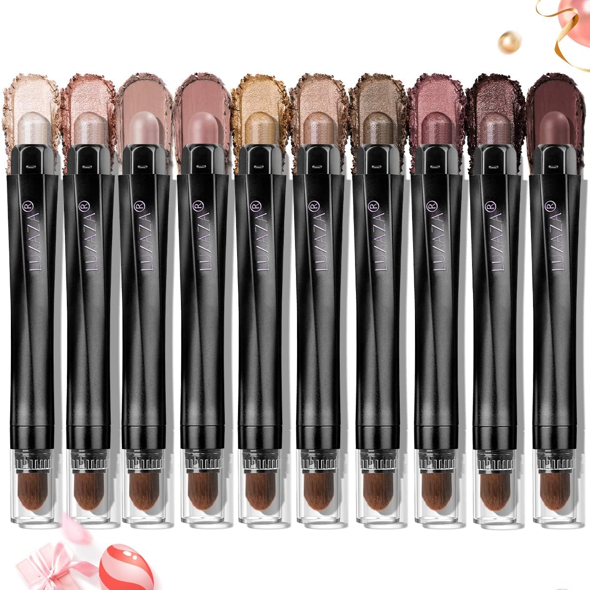 Luxaza Eyeshadow Stick shimmer brown metallic swatch for bold color payoff.