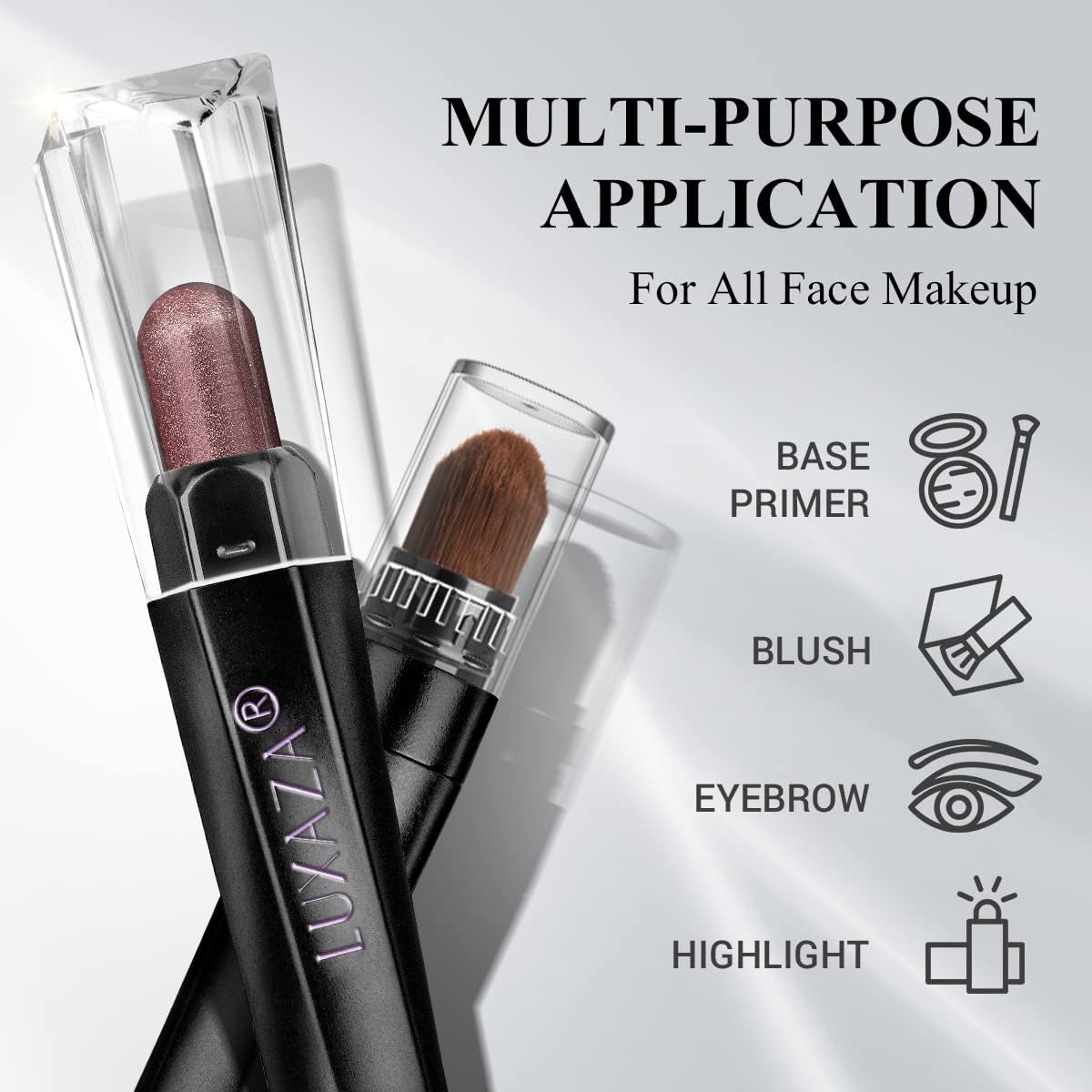 Luxaza built-in blending brush for seamless single-shade looks.