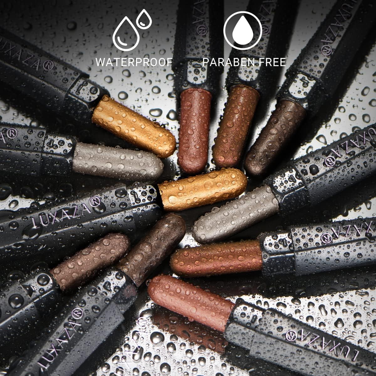 LUXAZA waterproof and sweatproof formula for reliable wear all day.