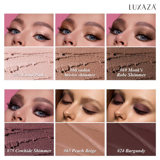 LUXAZA hexagonal tube eyeshadow stick emphasizes easy grip.