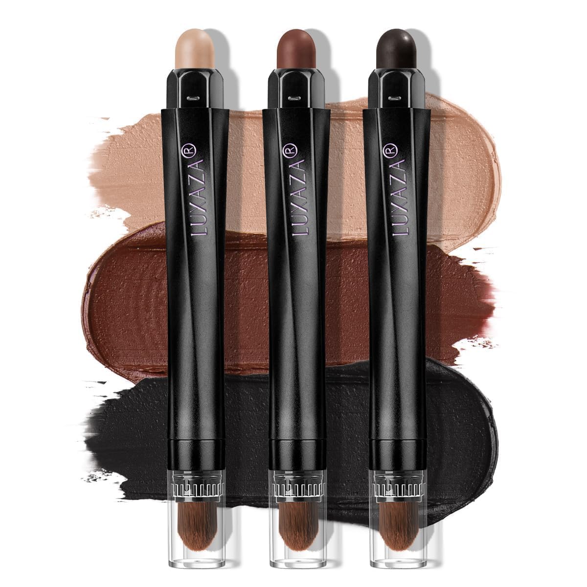 LUXAZA PRO brown eyeshadow stick 3pcs kit for easy all-in-one eye definition