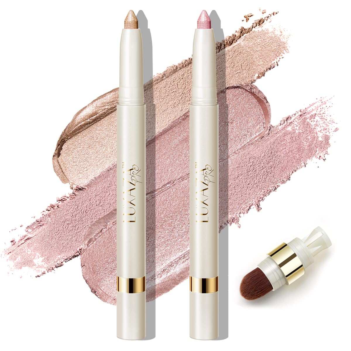 LUXAZA PRO eyeshadow stick built-in brush for seamless blending on the go.