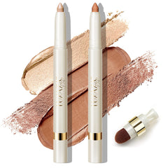 LUXAZA PRO eyeshadow stick caramel latte swatch showing creamy shimmer and blendability