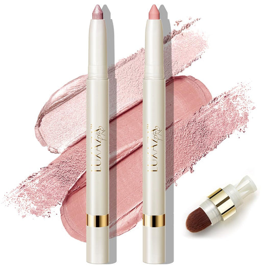 Luxaza Pro Peach-Bud eyeshadow stick swatch shows creamy texture for easy application.