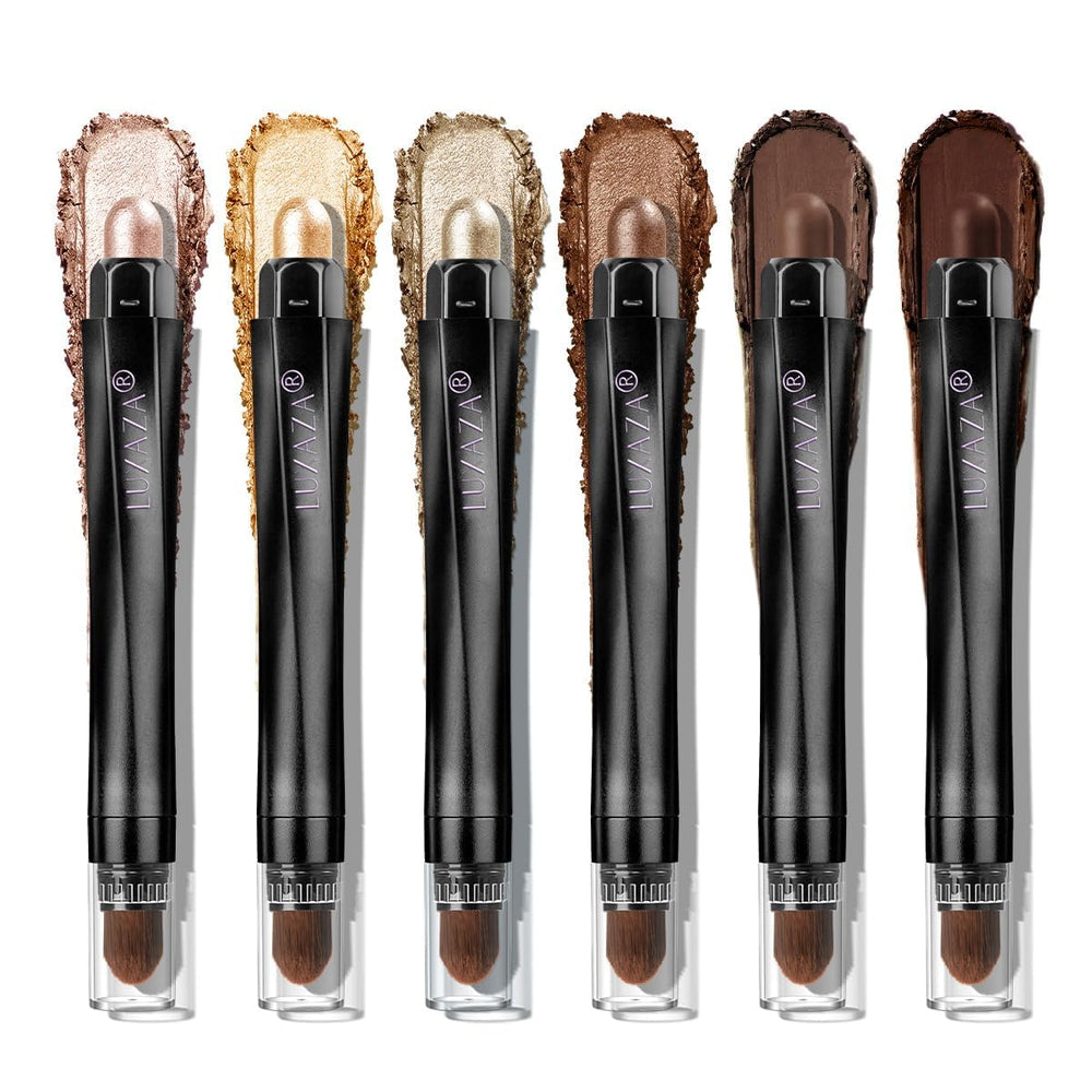 Luxaza Pro gold eyeshadow stick 6pc set provides precise color for versatile looks all day.