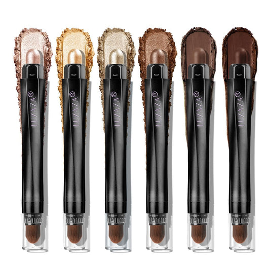 Luxaza Pro gold eyeshadow stick 6pc set provides precise color for versatile looks all day.