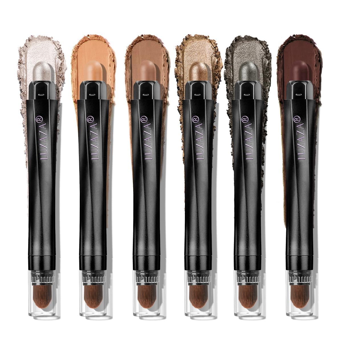 LUXAZA PRO neutral brown eyeshadow stick packaging highlights compact design for travel