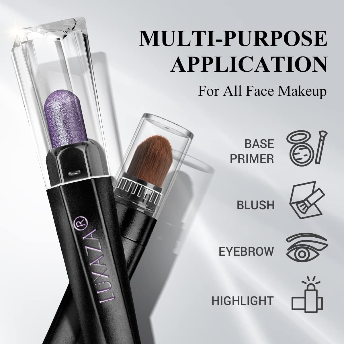 LUXAZA PRO soft synthetic blending brush for seamless blending.
