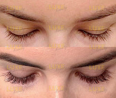 LUXE Beauty LASHES packaging highlights premium ingredients and peptide complex.