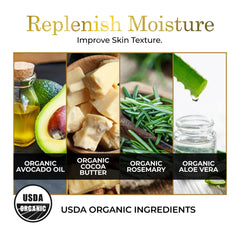 LUXEBEAUTY organic ingredients pack emphasizes vegan formula and purity.