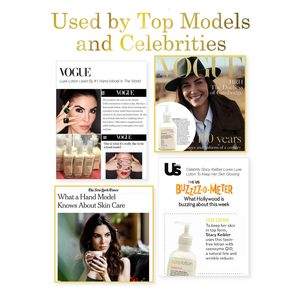 LUXEBEAUTY vegan USDA organic icons indicate clean, plant-based ingredients.