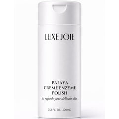 LuxeJoie Papaya Enzyme Polish jar for spa-like exfoliation at home