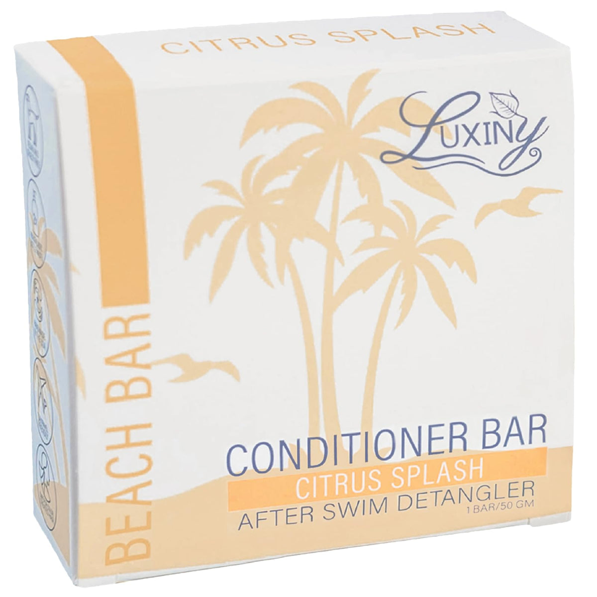 Luxiny Citrus Splash conditioner bar in packaging for eco-friendly hair care.