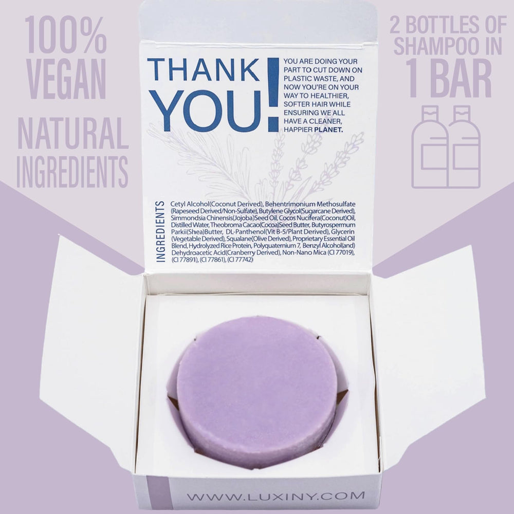 Luxiny conditioner bar close-up shows natural texture and plant-based conditioning.