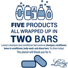 Luxiny Leaping Bunny certified symbol on conditioner bar packaging.