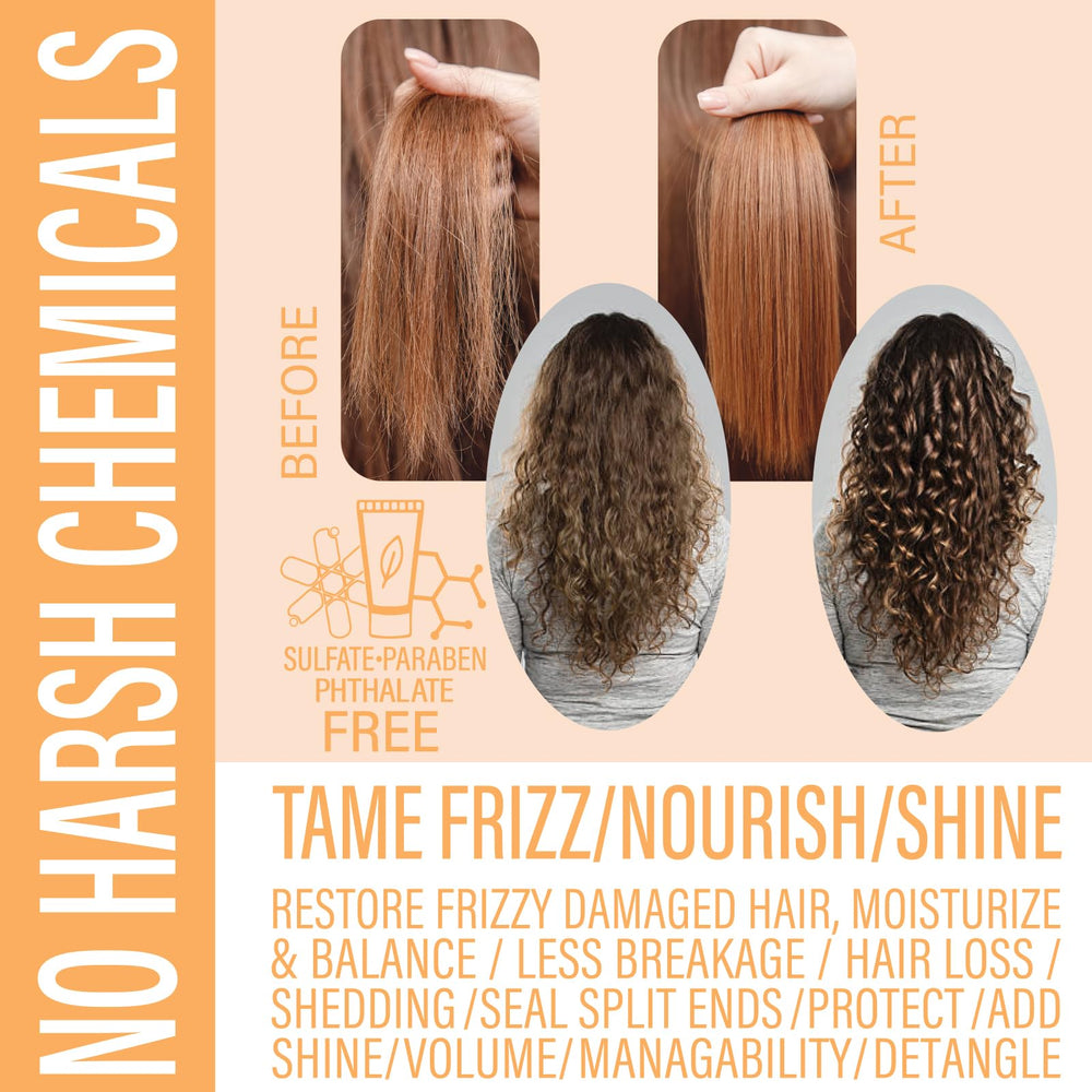 Mango butter and plant-based ingredients nourish hair gently.