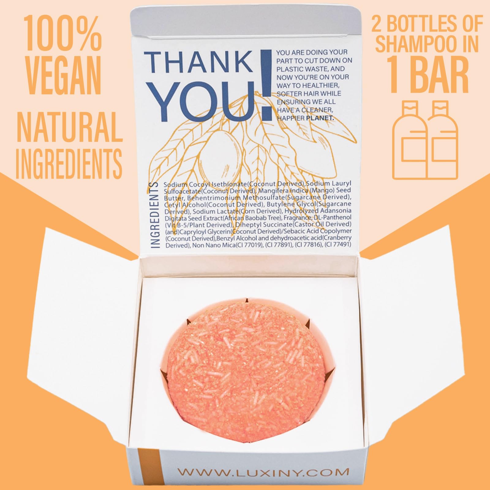 Luxiny Mango Conditioner Bar front view for on-the-go conditioning.