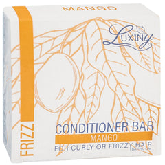 Luxiny Mango Conditioner Bar packaging highlights travel-friendly design and sustainability.
