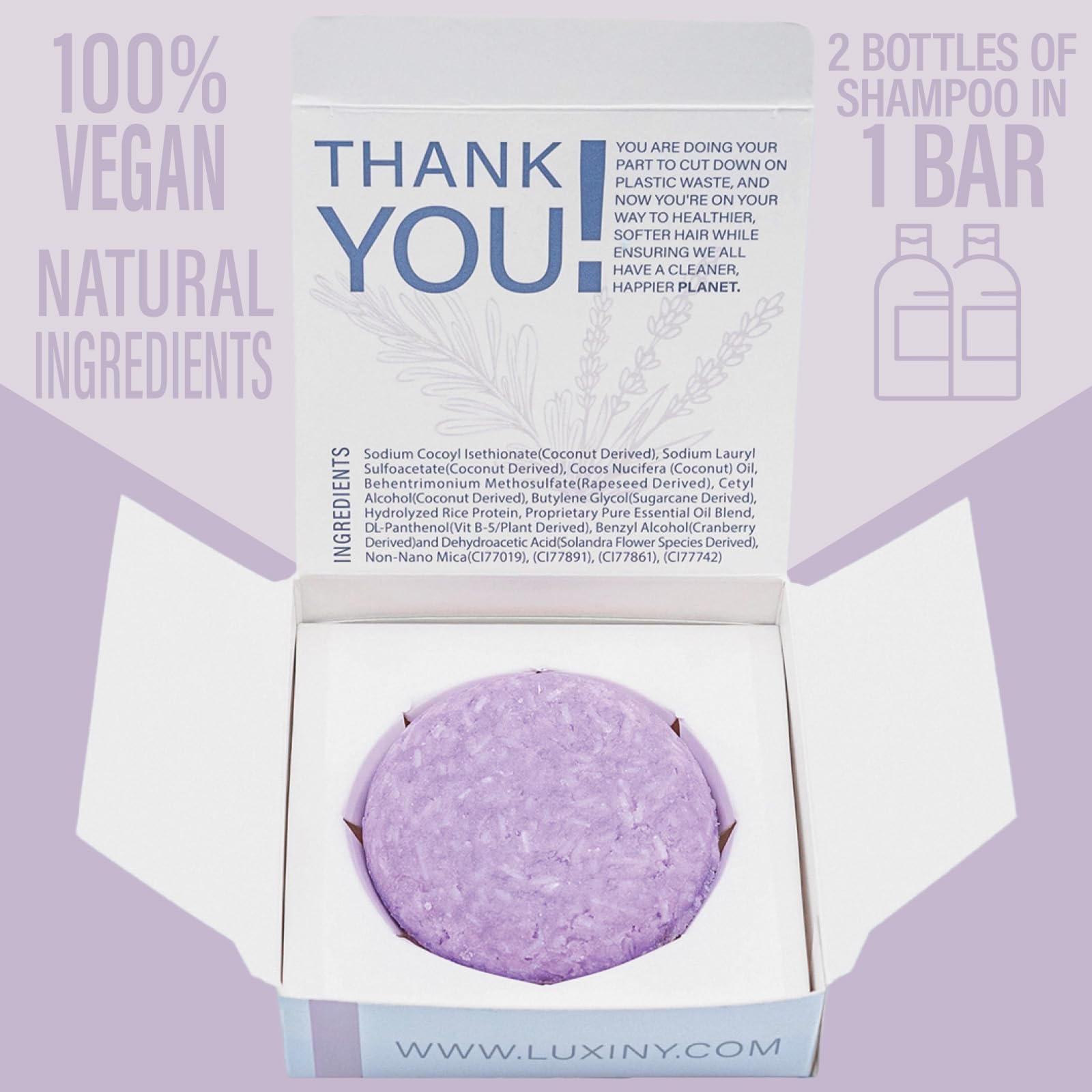 Luxiny shampoo bar ingredients rice protein for stronger, fuller hair