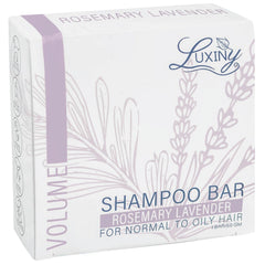 Luxiny rosemary lavender shampoo bar packaging shows eco-friendly design for sustainable care
