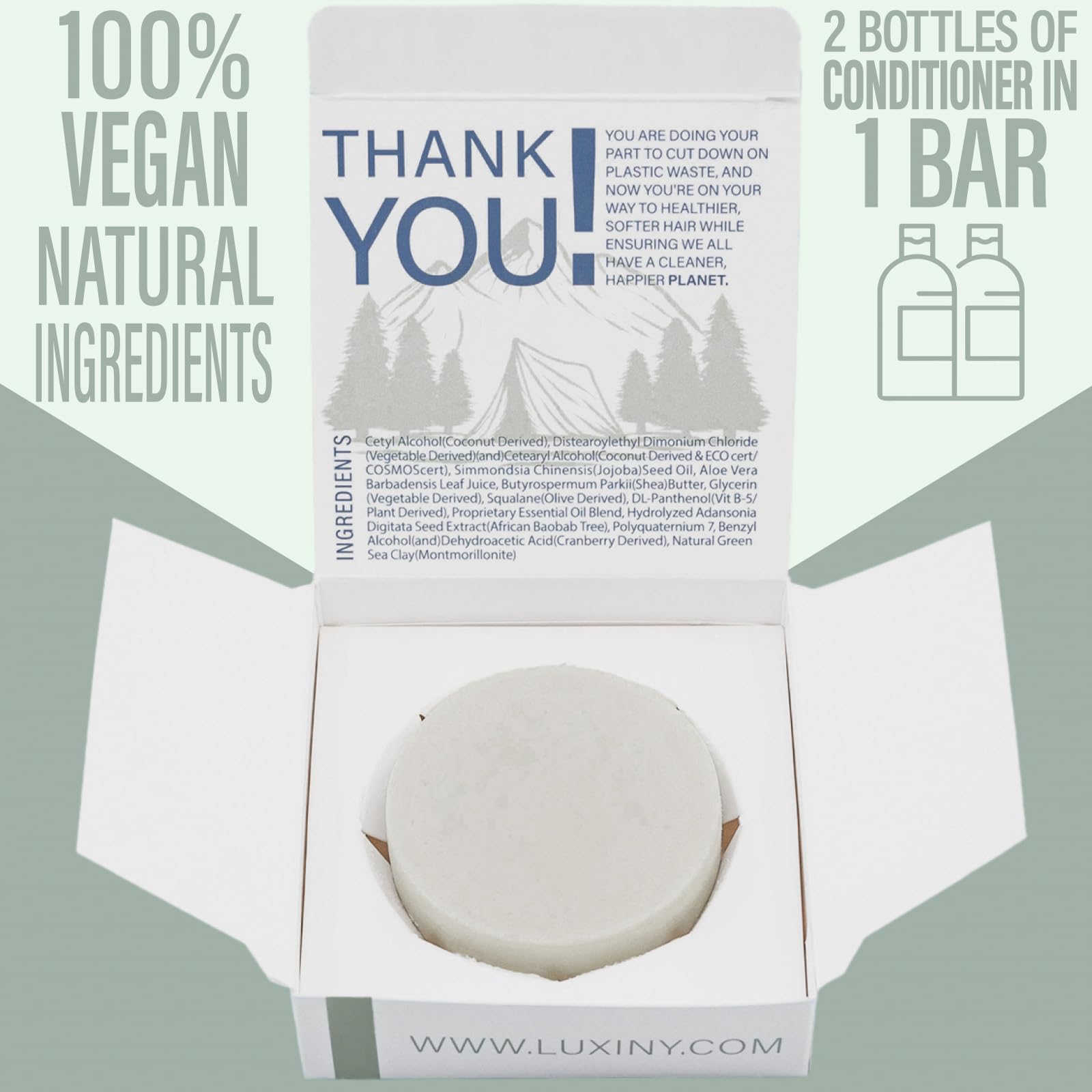 Luxiny Tea Tree Mint conditioner bar travel size ready for on-the-go use