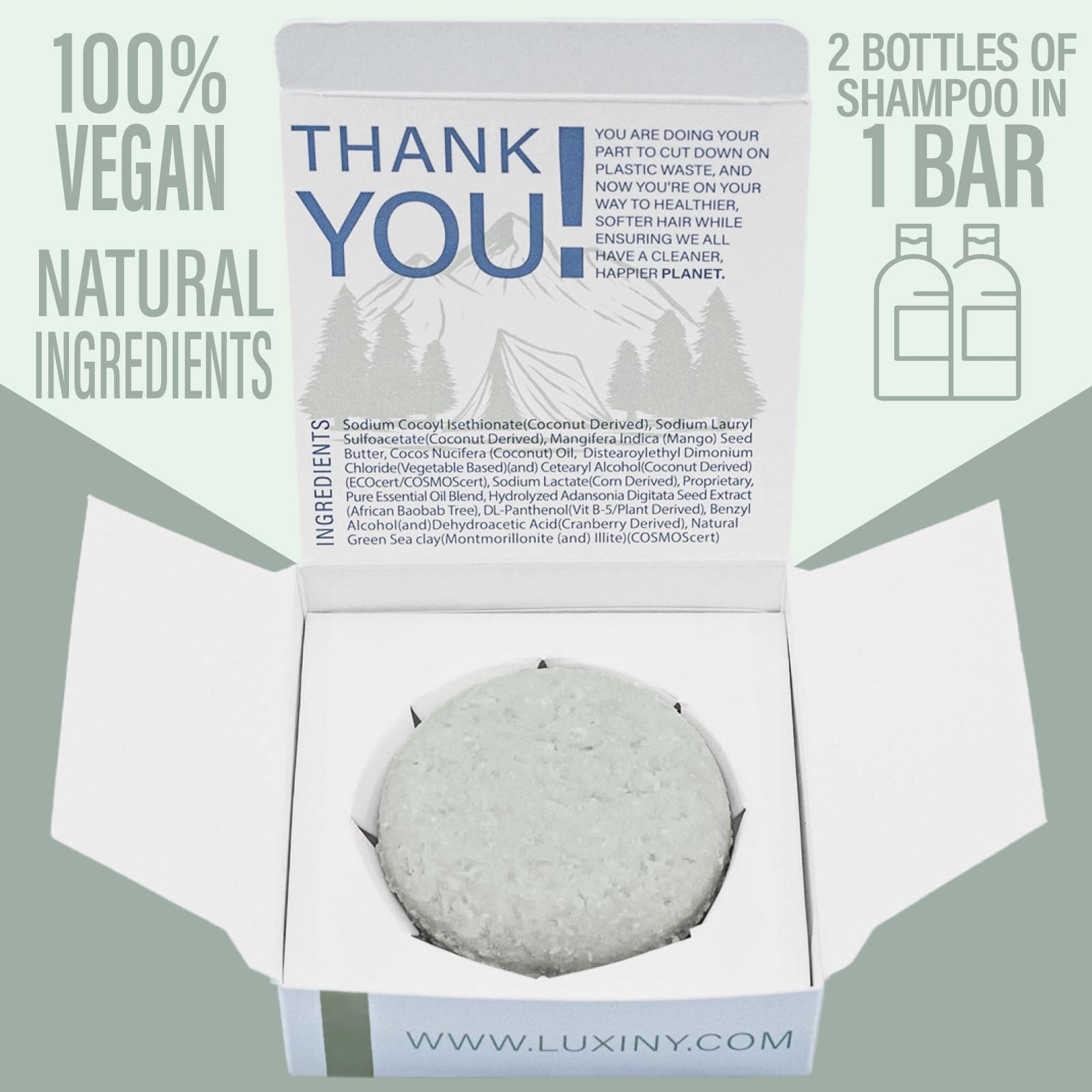 Luxiny Tea Tree Mint Conditioner Bar close-up for detangling hydration