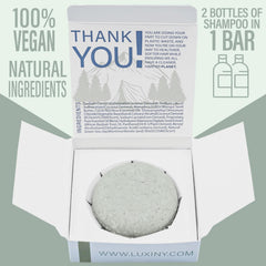 Luxiny Tea Tree Mint Shampoo Bar in hand highlights travel-friendly solid form